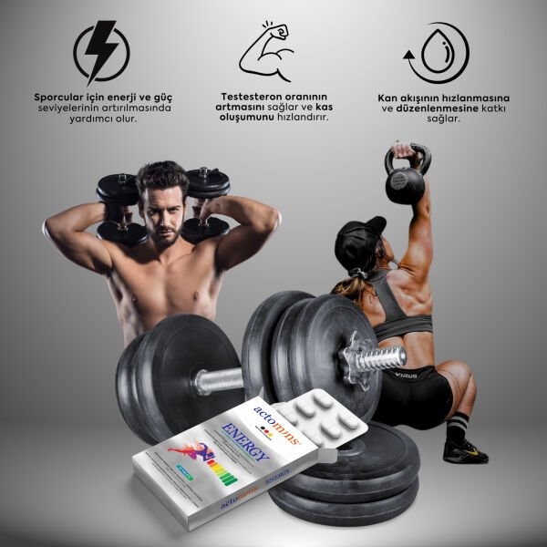 Actomins Energy Tribulus, Ginseng, L-arjinin İçeren Gıda Takviyesi 2' li Paket