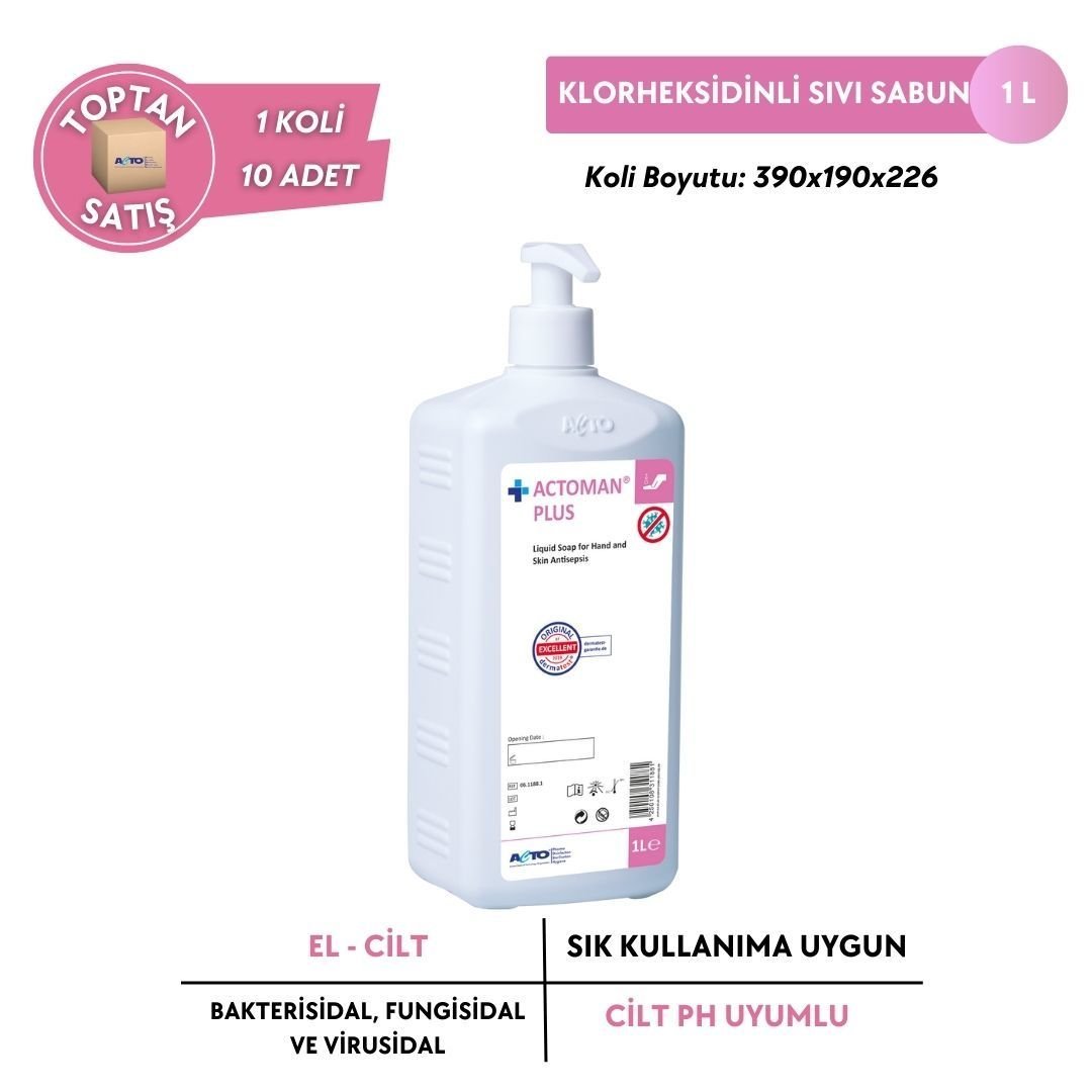 ACTOMAN® PLUS 1L  El ve Cilt Antiseptiği için Klorheksidinli Sıvı Sabun- Toptan Satış