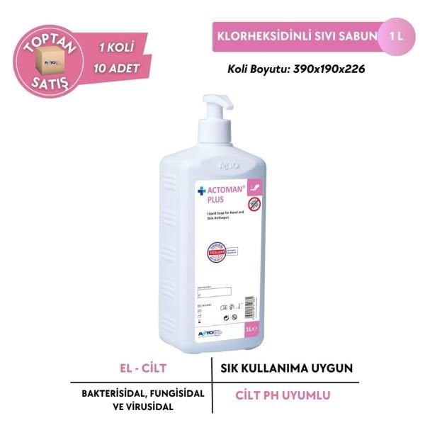 ACTOMAN® PLUS 1L  El ve Cilt Antiseptiği için Klorheksidinli Sıvı Sabun- Toptan Satış