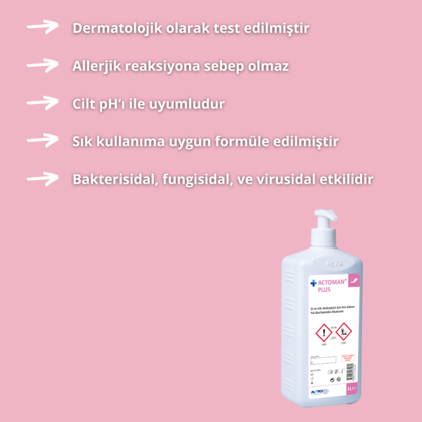 ACTOMAN® PLUS 1L  El ve Cilt Antiseptiği için Klorheksidinli Sıvı Sabun- Toptan Satış
