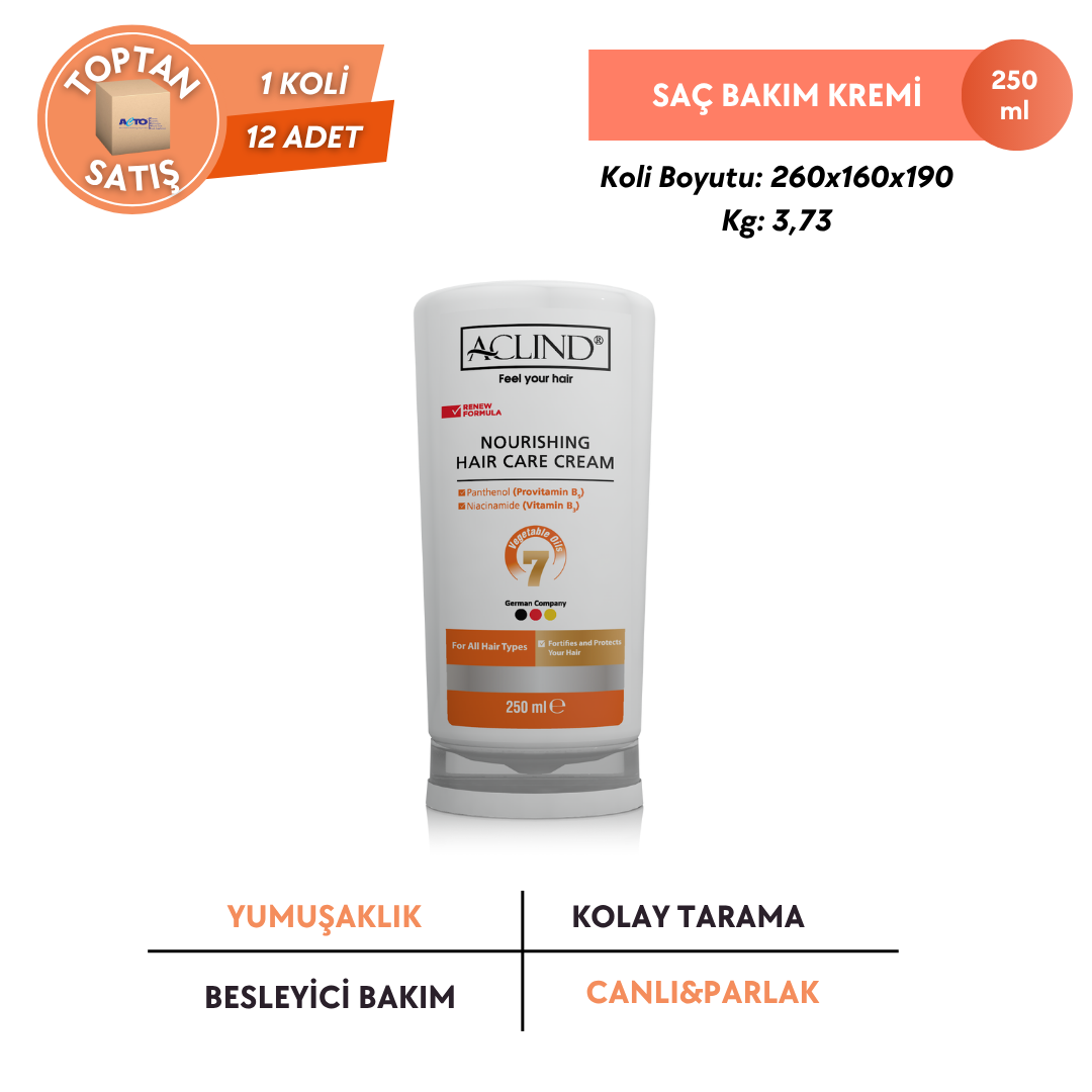 Aclind Nourishing Hair Care Cream / Besleyici ve Onarıcı Saç Bakım Kremi - Toptan Satış