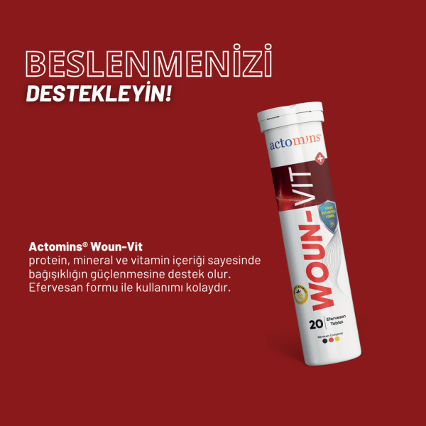 Actomins Woun-Vit | Beslenme Desteği 20 Efervesan Tablet - Toptan Satış