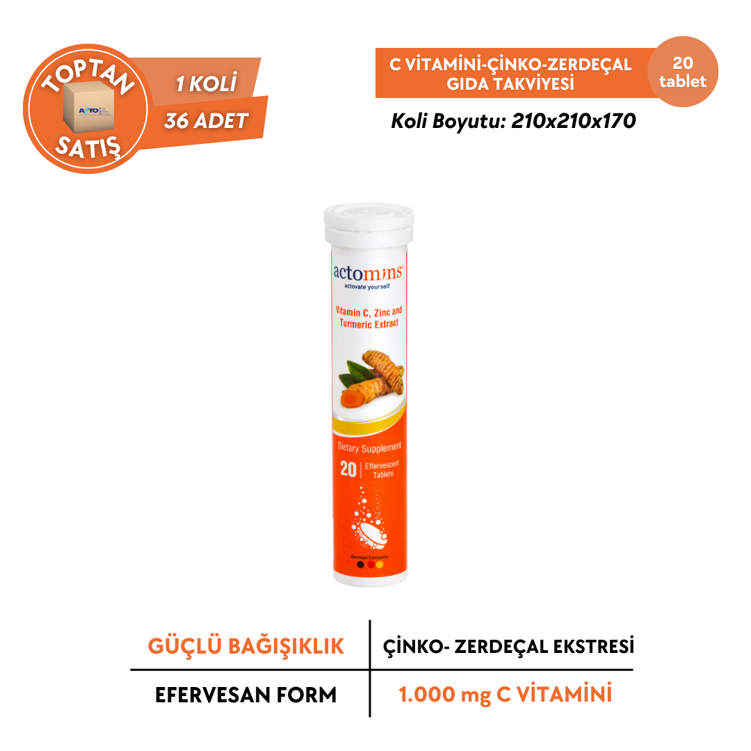 ACTO® VIT | C Vitamini, Çinko ve Zerdeçal Ekstresi 20 Efervesan Tablet - Toptan Satış