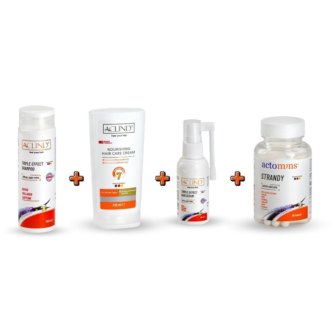 Saç Dökülme Karşıtı Şampuan & Saç Kremi & Serum & Vitamin Seti