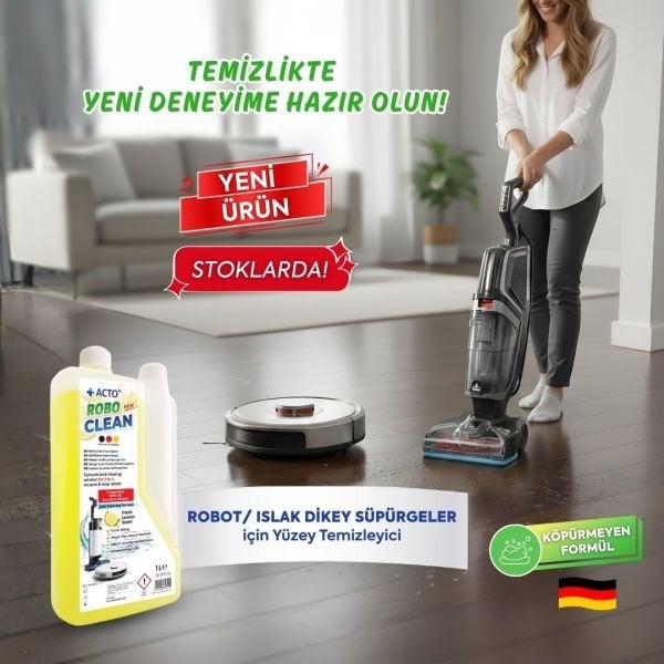 Acto® Robo Clean – Robot & Islak Dikey Süpürgeler İçin Limonlu Konsantre Yüzey Temizleyici