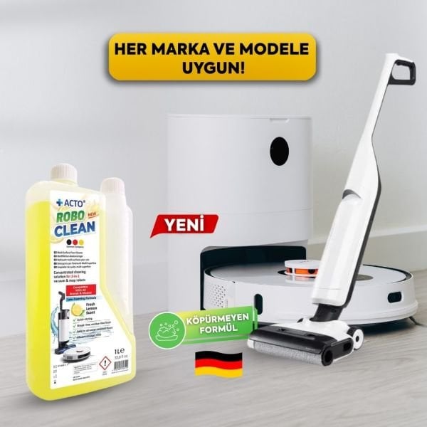 Acto® Robo Clean – Robot & Islak Dikey Süpürgeler İçin Limonlu Konsantre Yüzey Temizleyici