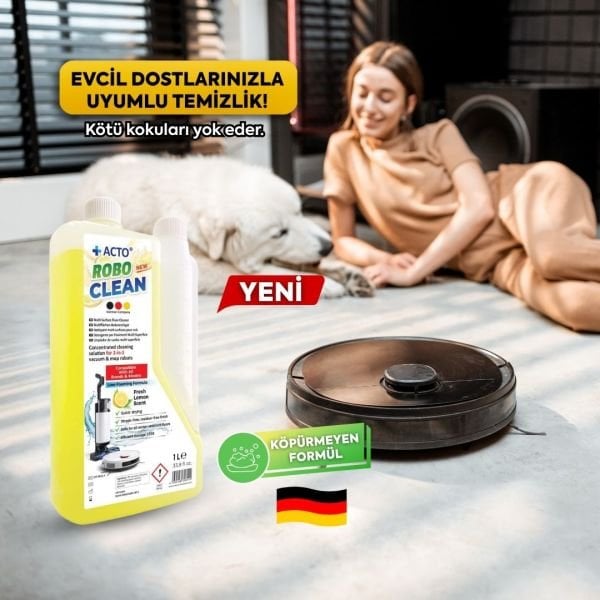 Acto® Robo Clean – Robot & Islak Dikey Süpürgeler İçin Limonlu Konsantre Yüzey Temizleyici