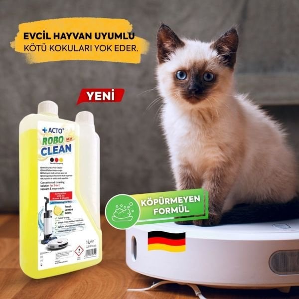 Acto® Robo Clean – Robot & Islak Dikey Süpürgeler İçin Limonlu Konsantre Yüzey Temizleyici