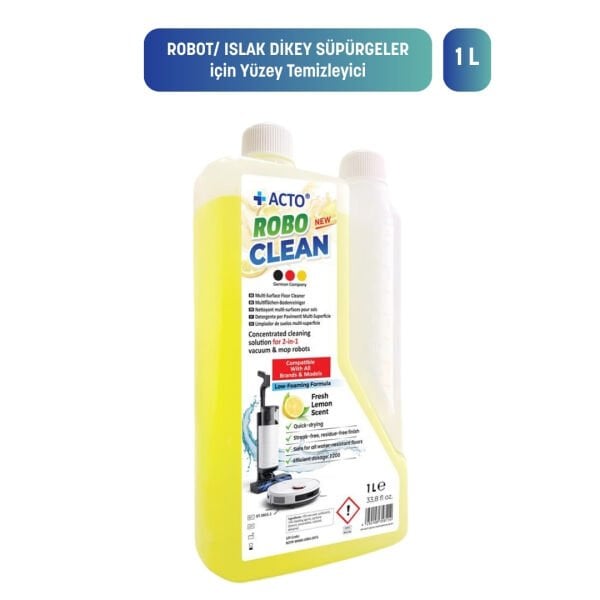 Acto® Robo Clean – Robot & Islak Dikey Süpürgeler İçin Limonlu Konsantre Yüzey Temizleyici