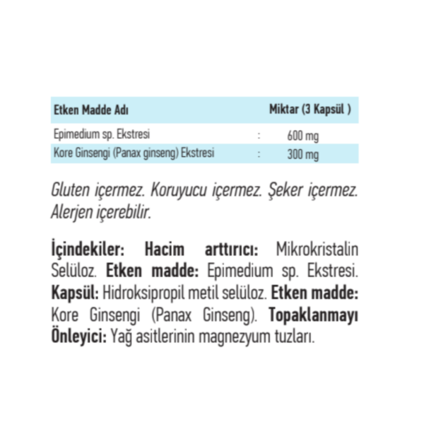 ACTOVIR® Panaks Ginseng ve Epimedium İçeren Takviye Edici Gıda