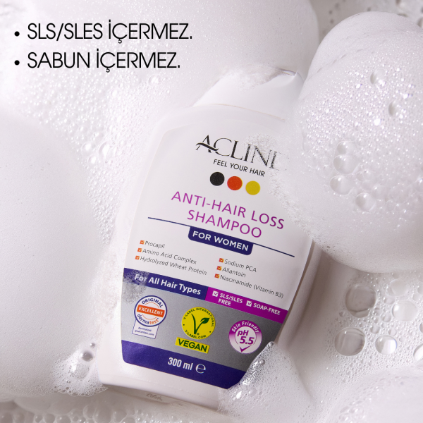 ACLIND® Kadın Saç Bakım Seti | Anti-Hair Loss Şampuan For Women 300 ml + Saç Bakım Serumu 50 ml