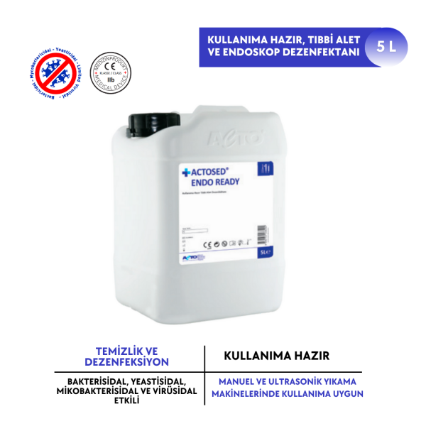 ACTOSED® ENDO READY Kullanıma Hazır Tıbbi Alet &Endoskop Dezenfektanı 5 L