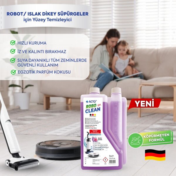 Acto® Robo Clean – Robot & Islak Dikey Süpürgeler İçin Egzotik Kokulu Konsantre Yüzey Temizleyici