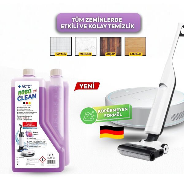 Acto® Robo Clean – Robot & Islak Dikey Süpürgeler İçin Egzotik Kokulu Konsantre Yüzey Temizleyici