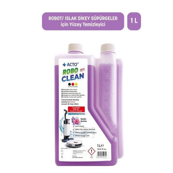 Acto® Robo Clean – Robot & Islak Dikey Süpürgeler İçin Egzotik Kokulu Konsantre Yüzey Temizleyici