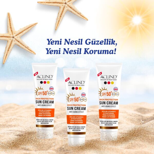 Aclind Leke Karşıtı SPF 50+ Güneş Kremi - Cilt Tonu Eşitleyici ve Nemlendirici Etkili 50 ml