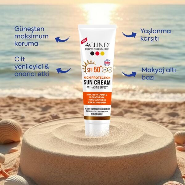 Aclind® SPF 50+ CICA Bariyer Destekleyici Güneş Kremi 50 ml