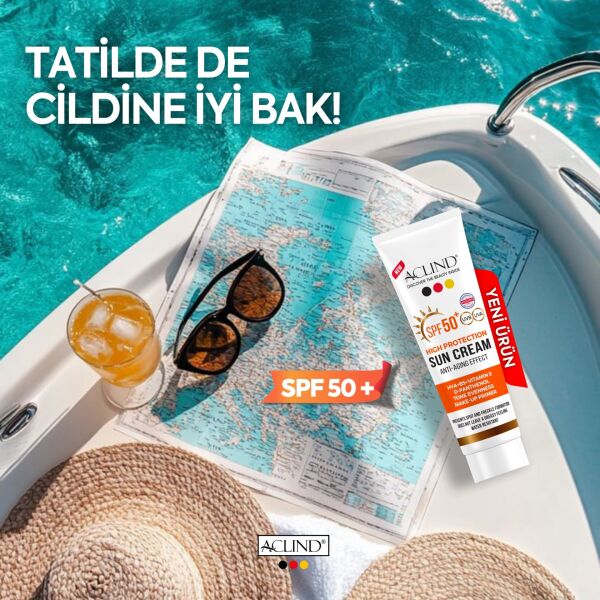 Aclind Leke Karşıtı SPF 50+ Güneş Kremi - Cilt Tonu Eşitleyici ve Nemlendirici Etkili 50 ml