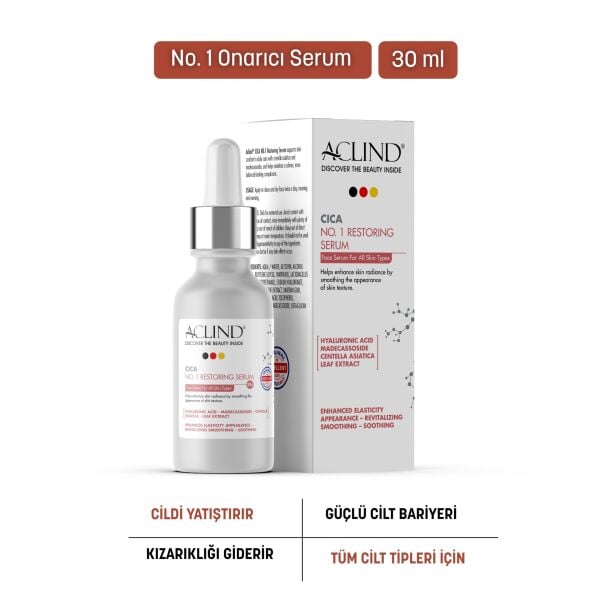 Aclind Cica No:1 Bariyer Güçlendirici ve Onarıcı Yüz Serumu - Centella Asiatica Kızarıklık Karşıtı 30 ml