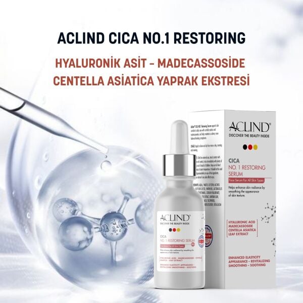 Aclind Cica No:1 Bariyer Güçlendirici ve Onarıcı Yüz Serumu - Centella Asiatica Kızarıklık Karşıtı 30 ml