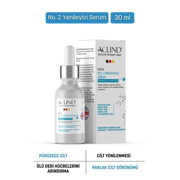 Aclind AHA No:2 Yenileyici Peeling Serumu - Glikolik Asit İçerikli Leke Karşıtı ve Arındırıcı 30 ml