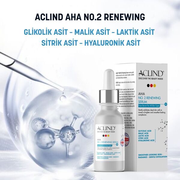 Aclind AHA No:2 Yenileyici Peeling Serumu - Glikolik Asit İçerikli Leke Karşıtı ve Arındırıcı 30 ml