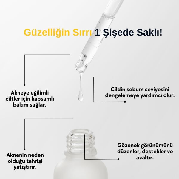Aclind Active 4D No:3 Gözenek Sıkılaştırıcı ve Sebum Dengeleyici Serum - Akneye Eğilimli Ciltler 30 ml