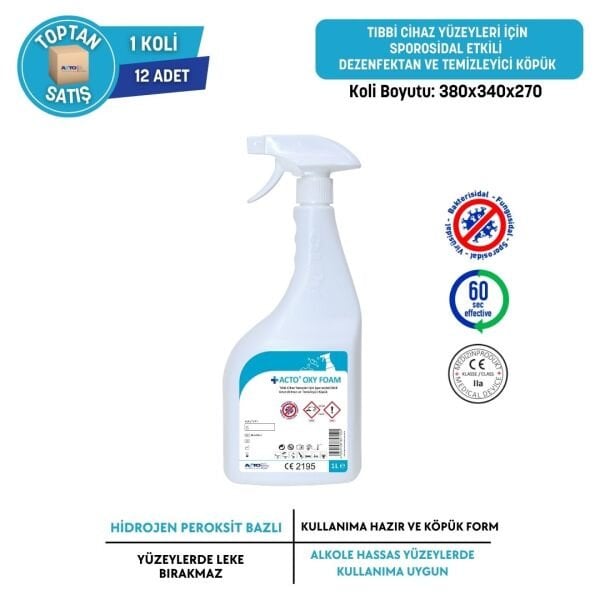 ACTO® OXY FOAM 1 L | Tıbbi Cihaz için Sporosidalli Dezenfektan & Köpük - Toptan Satış