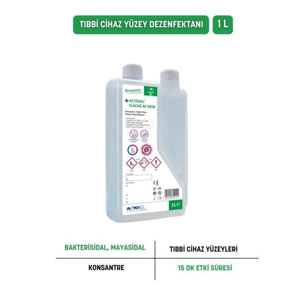 ACTOSAL® FLACHE AF NEW 1 Lt [Konsantre Tıbbi Cihaz Yüzey Dezenfektanı]