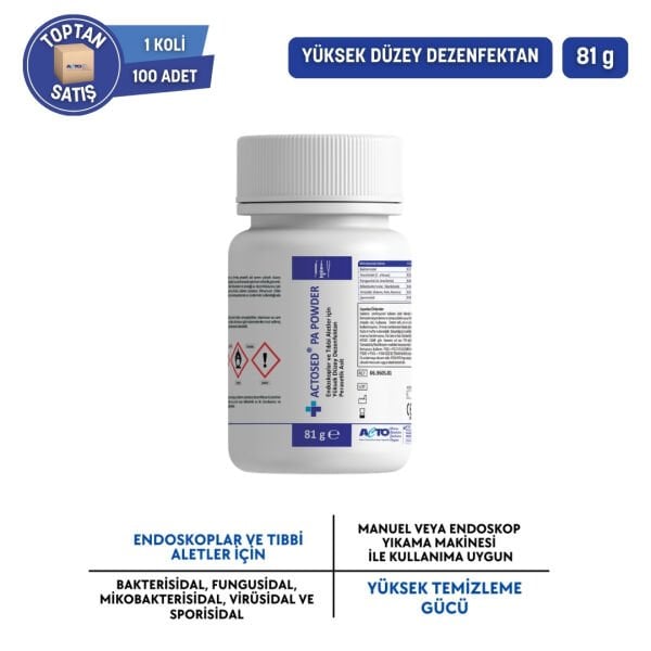 ACTOSED® PA POWDER Endoskop & Tıbbi Alet için Yüksek Yüzey Dezenfektan  - Toptan Satış 81 gr