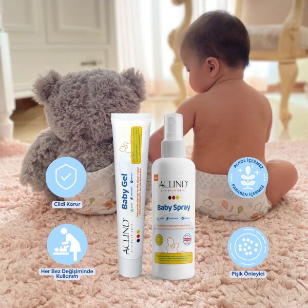 Aclind® BABY GEL 50 ml + Spray 100 ml | Bebek Pişik Önleyici Jel & Sprey