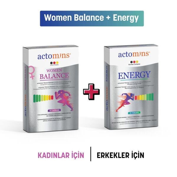 Actomins® Women Balance + Energy Set – Kırmızı Ginseng, Epimedium, Turnera diffusa, Tribulus ve L-Arjinin İçeren Takviye Edici Gıda Seti