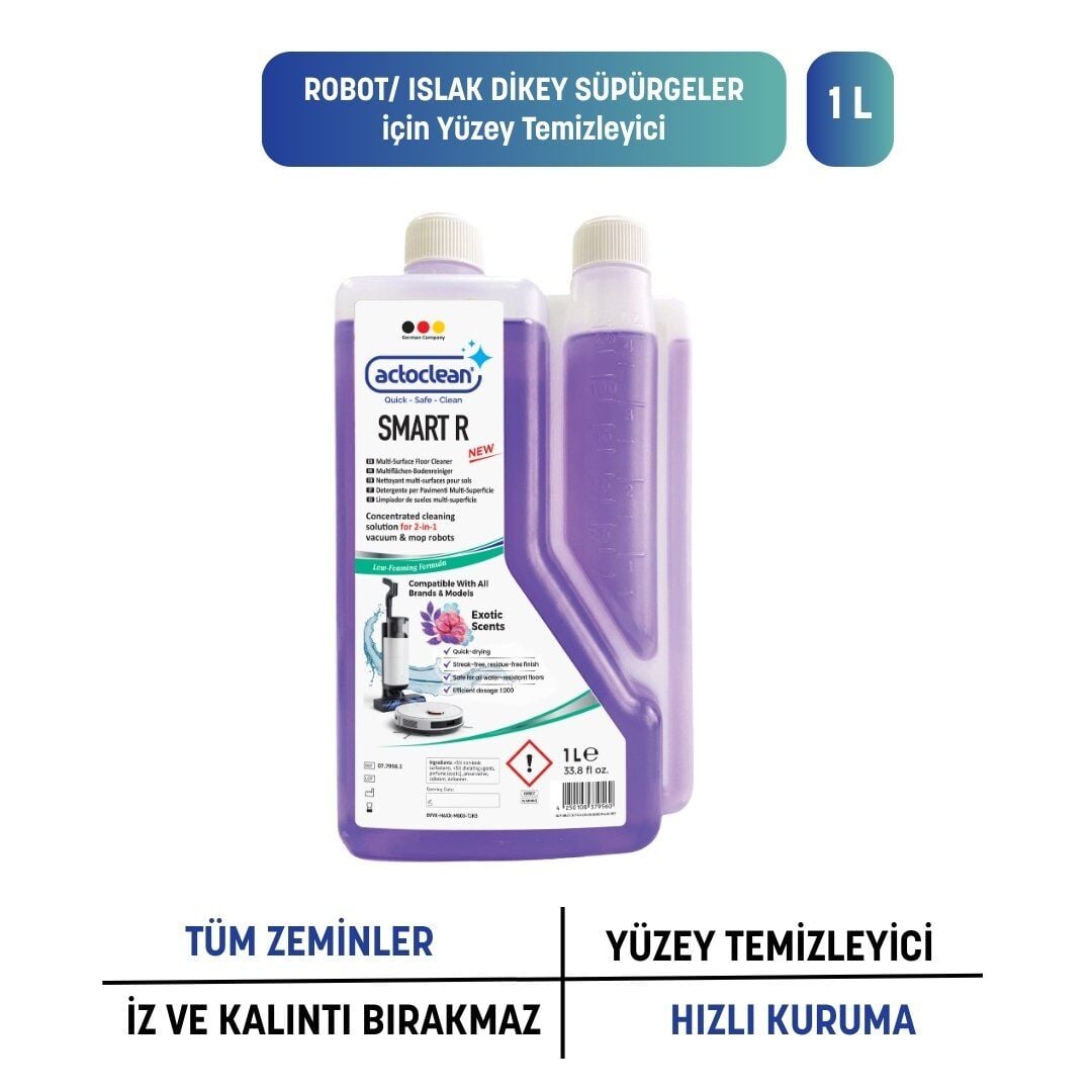 Actoclean® Smart R – Robot & Islak Dikey Süpürgeler İçin Egzotik Kokulu Konsantre Yüzey Temizleyici 1 Litre